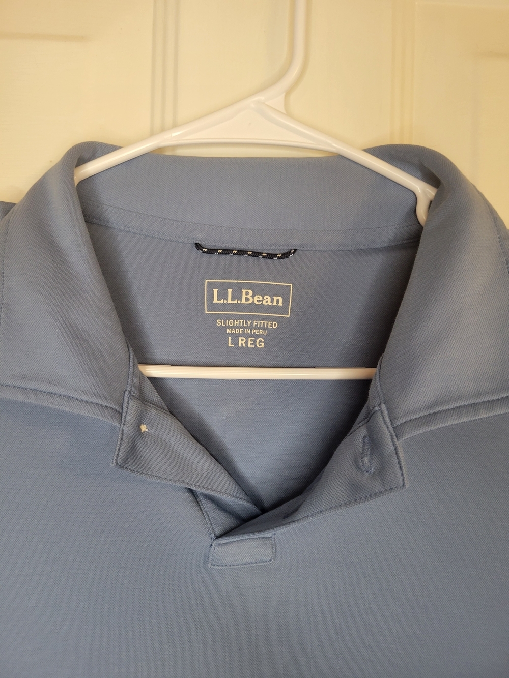 LL Bean Polo Shirt Rugby Slightly Fitted Blue Long Sleeve Men Large Regular - Picture 3 of 8